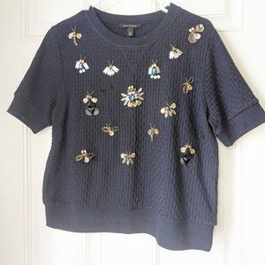 Banana Republic Basketweave Pullover Sweater with Jewels Size M